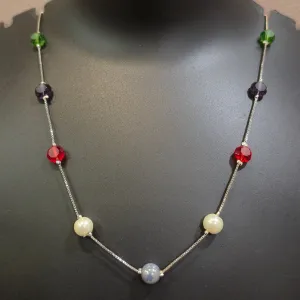 Pearl chain for neck multicolor