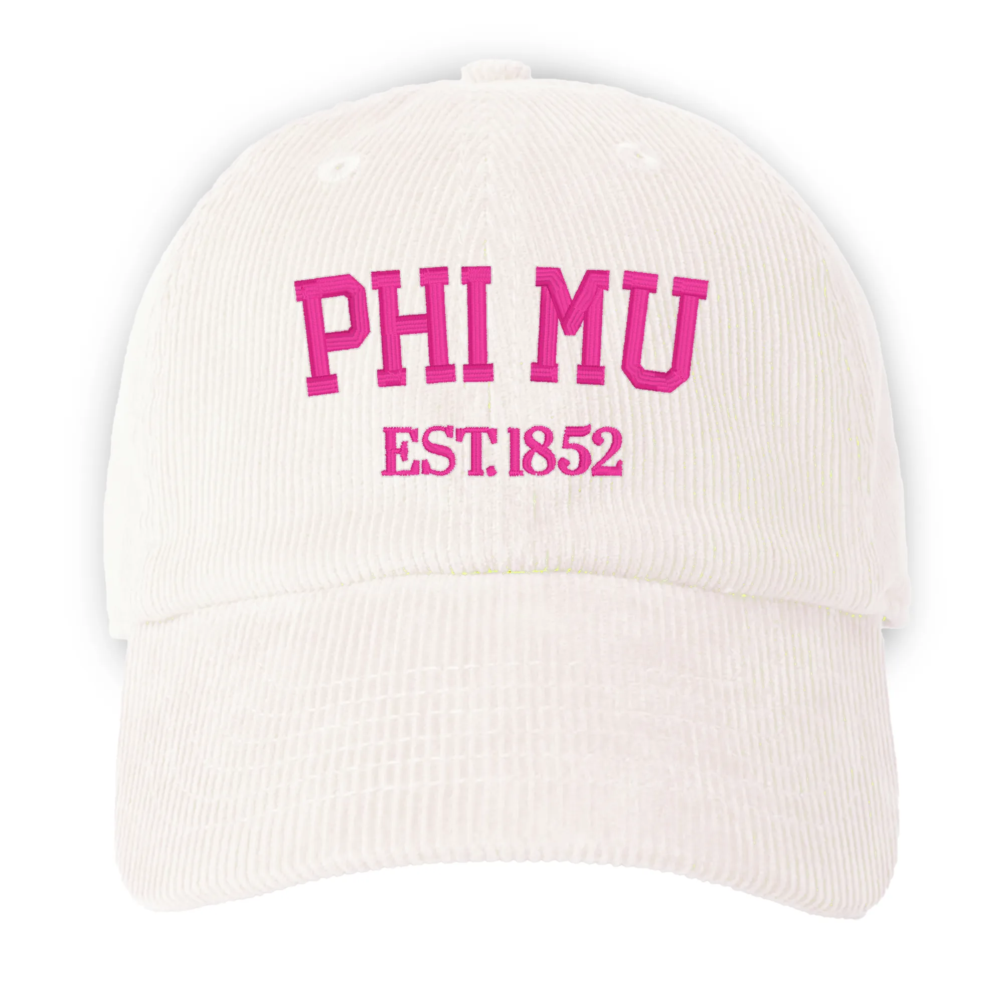 Phi Mu Embroidered Corduroy Hat