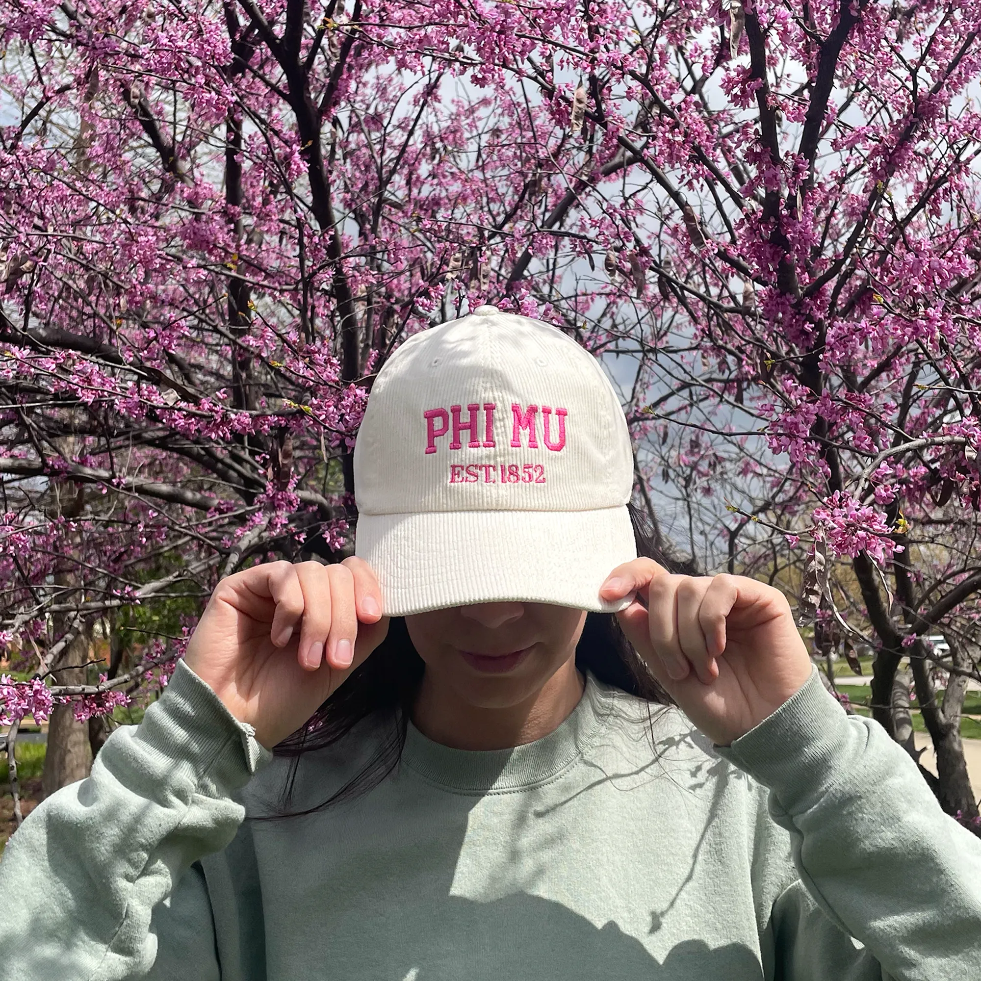 Phi Mu Embroidered Corduroy Hat