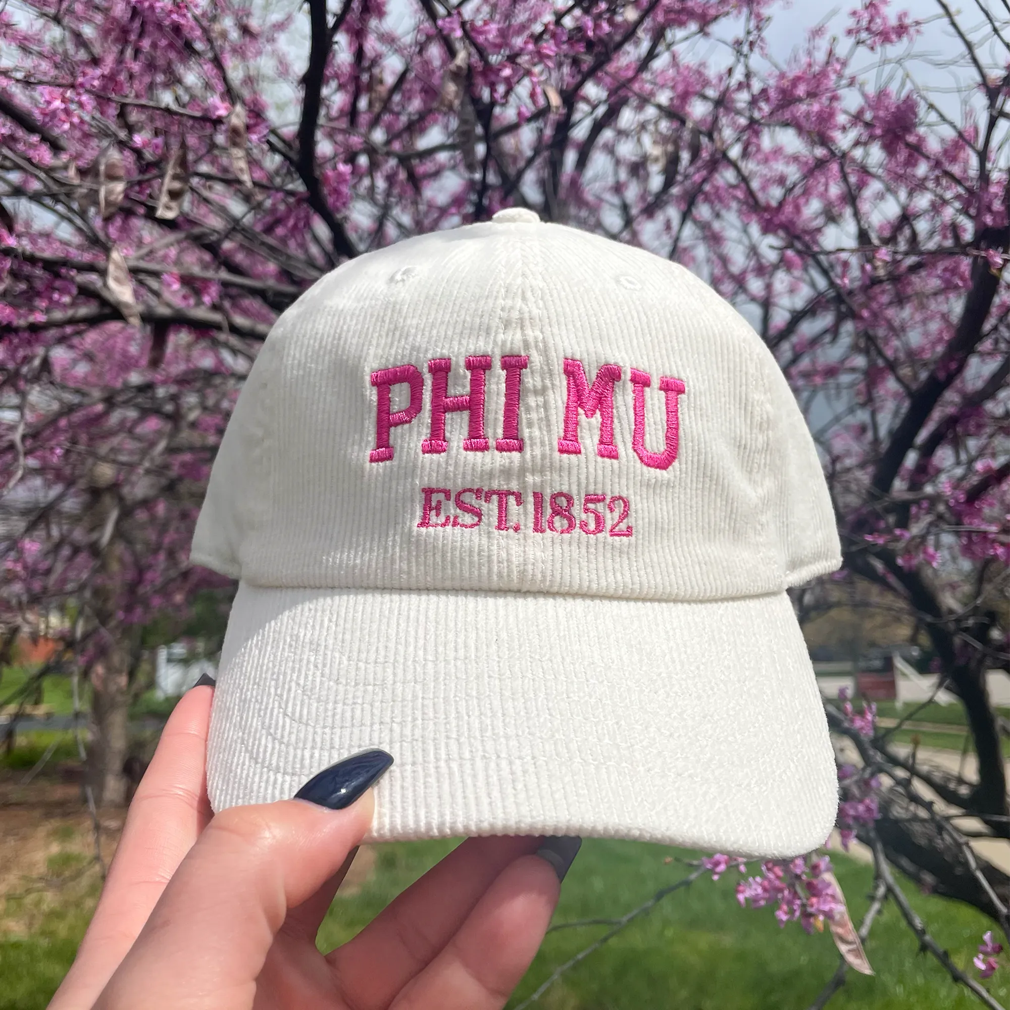 Phi Mu Embroidered Corduroy Hat
