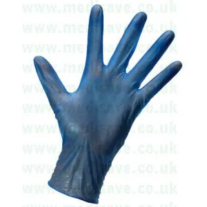 Protector Blue Vinyl Pre Powdered Gloves Medium CASE of 1000