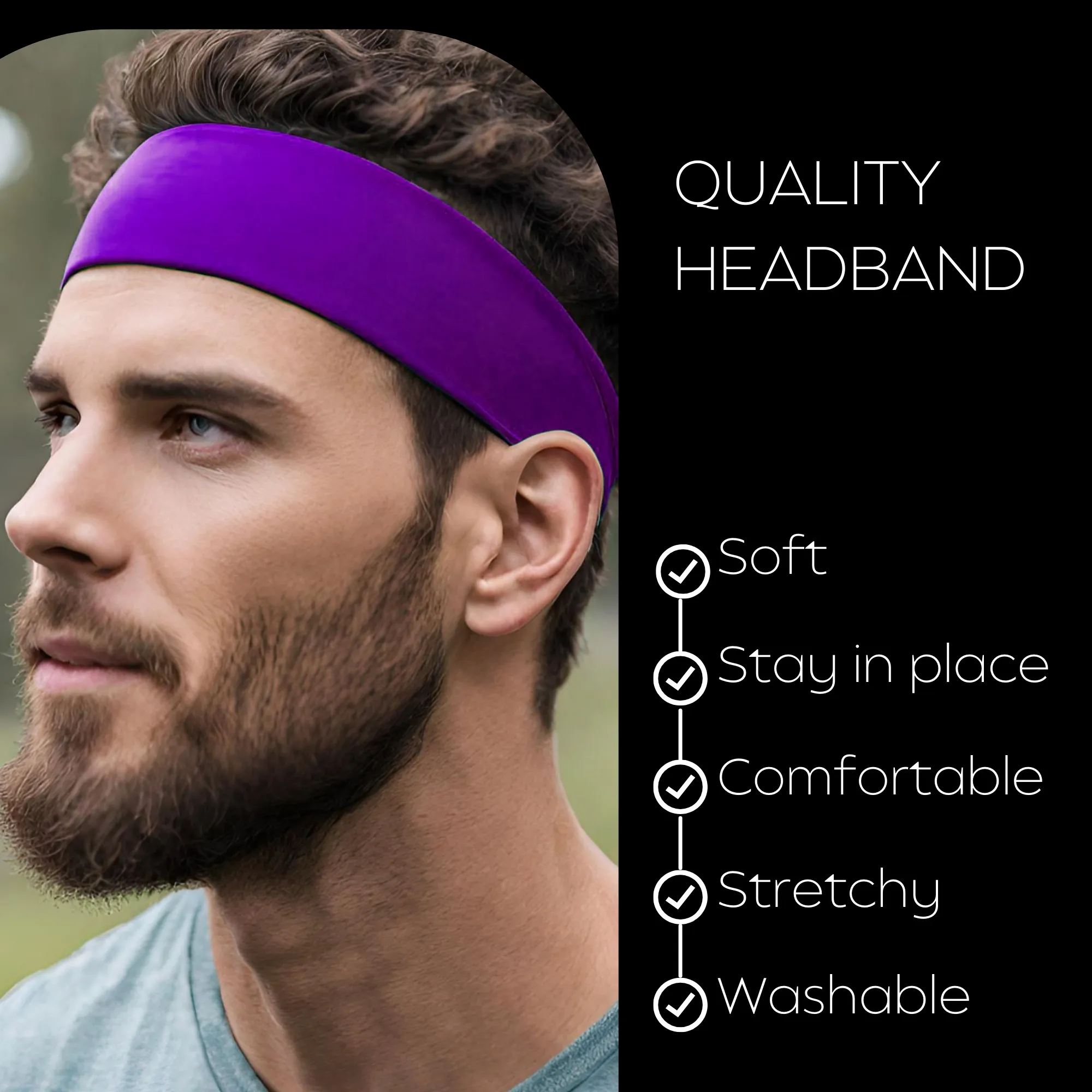 Purple Cotton Headbands - 12 Pack