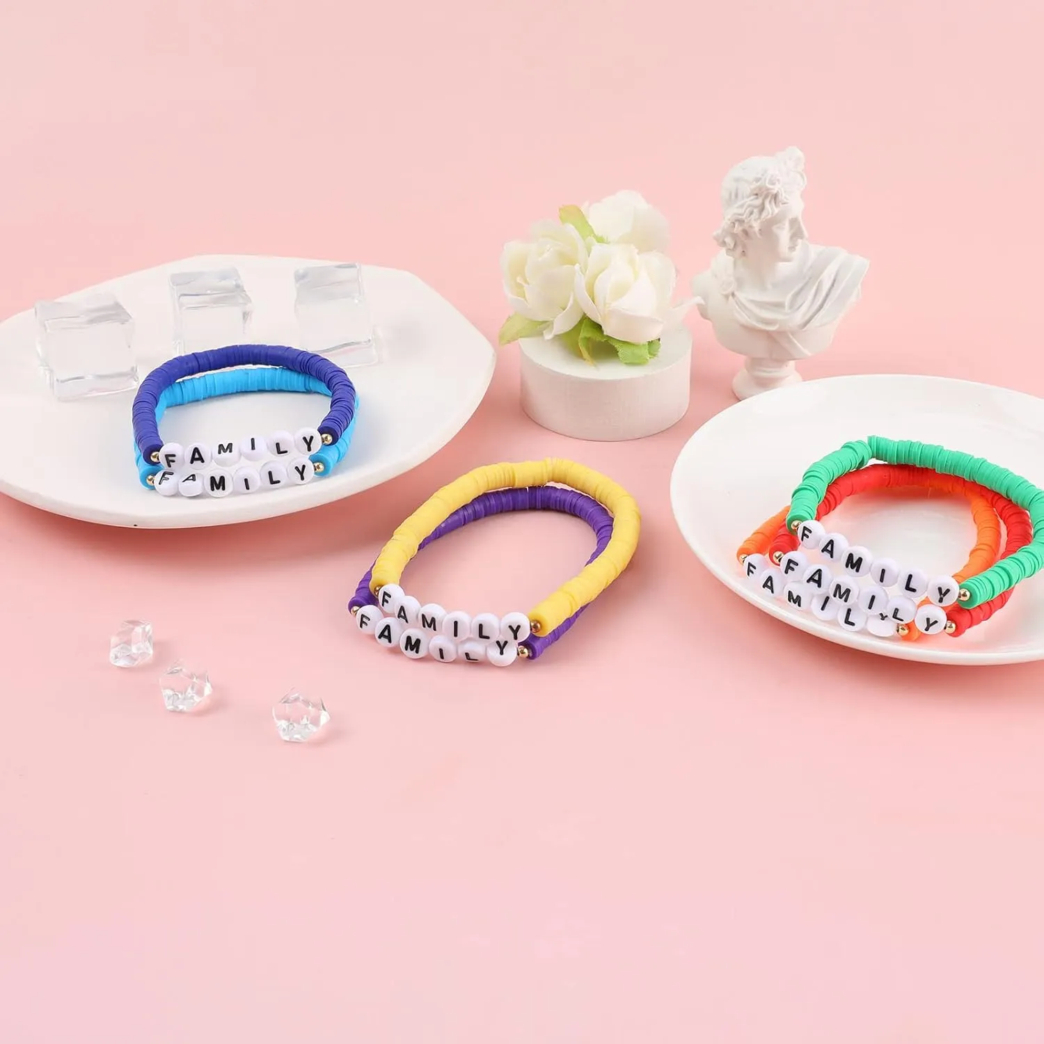 Rainbow Heishi Surfer Bracelets Set for Women Stackable Clay Beaded Bracelets Disc Stretch Preppy Bracelets Layering Colorful Friendship Bracelets Team Cheer Bulk Boho Summer Beach Jewelry Gift