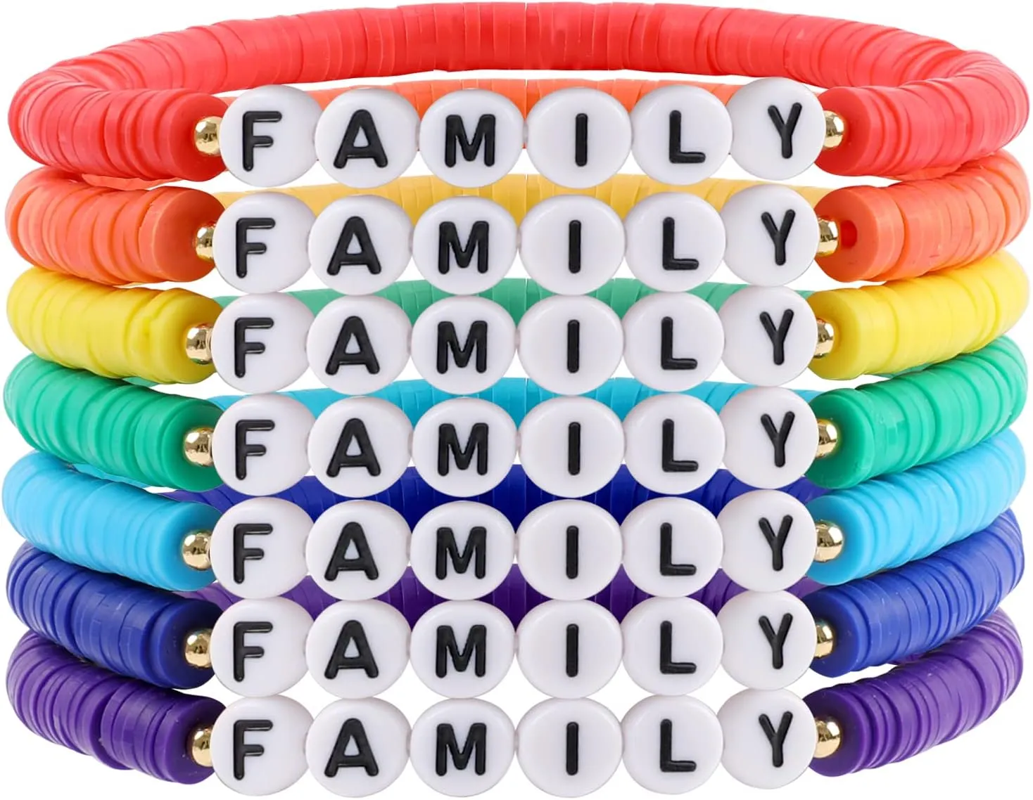 Rainbow Heishi Surfer Bracelets Set for Women Stackable Clay Beaded Bracelets Disc Stretch Preppy Bracelets Layering Colorful Friendship Bracelets Team Cheer Bulk Boho Summer Beach Jewelry Gift