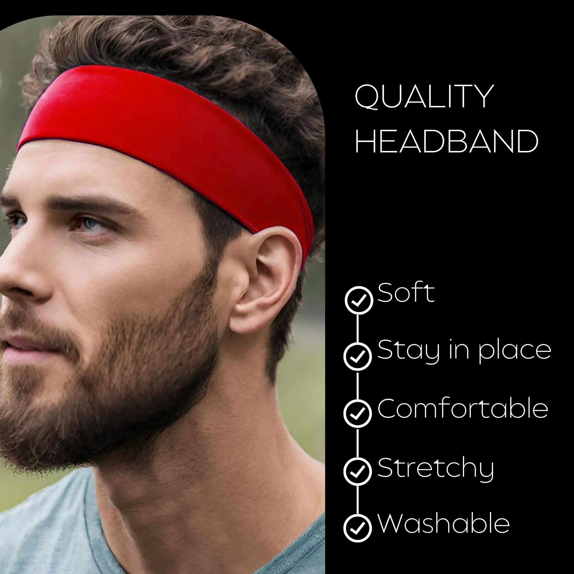 Red Cotton Headbands - 12 Pack