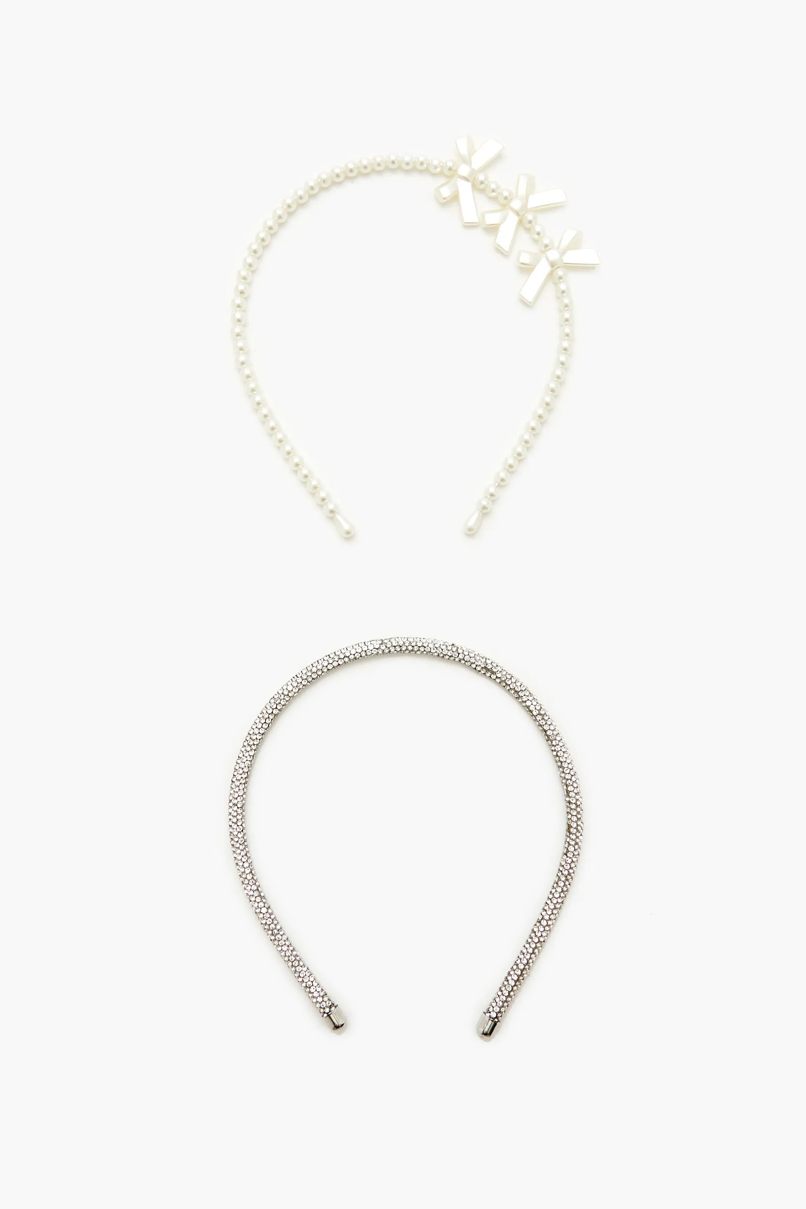 Rhinestone & Faux Pearl Headband Set (2 Pcs)