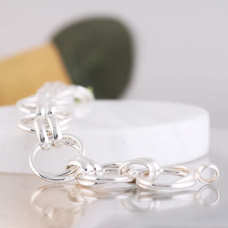 Round & Double Bar Link Bracelet