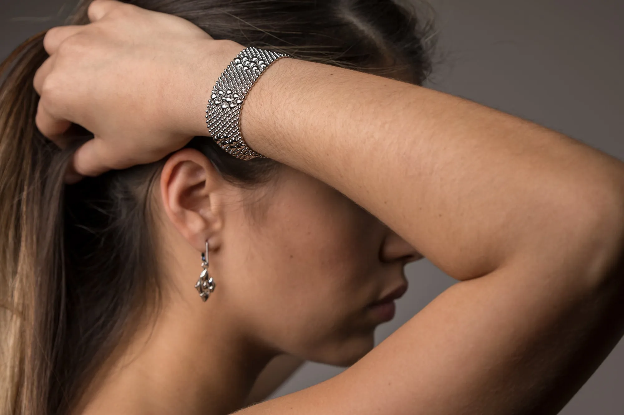 SG Liquid Metal TB34-N Chrome Finish Bracelet by Sergio Gutierrez