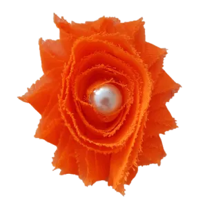 Shabby Chiffon Flower Hair Clip - Bright Orange