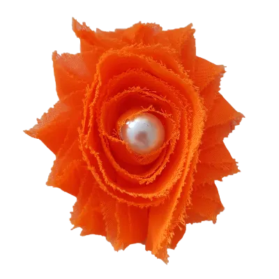 Shabby Chiffon Flower Hair Clip - Bright Orange