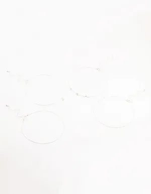 Silver Ball Chain Heart Chokers 4-Pack