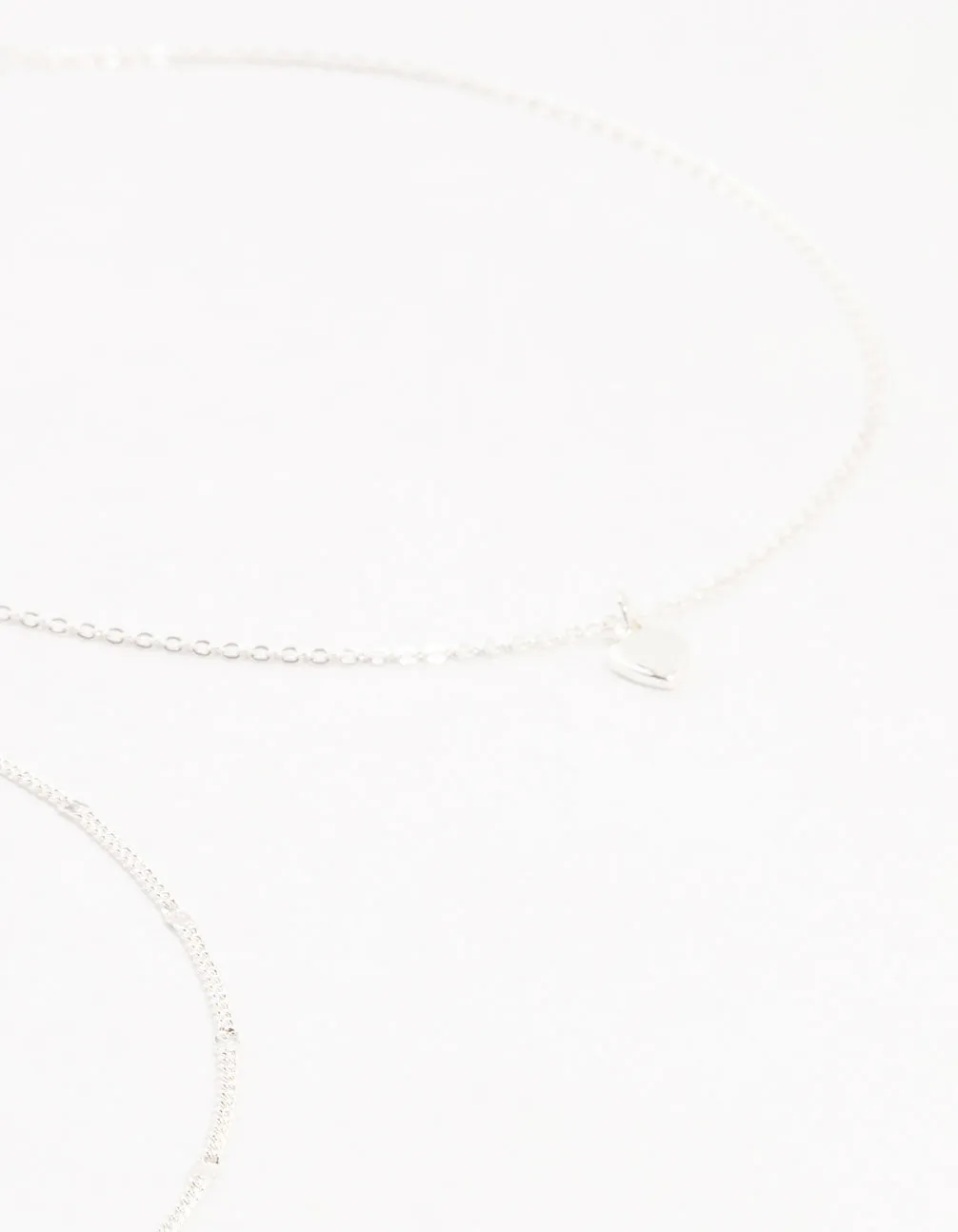 Silver Ball Chain Heart Chokers 4-Pack