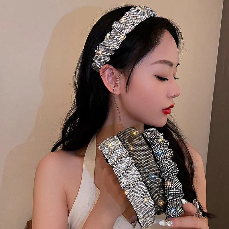 Sparkling Rhinestone Embellished Velvet Headbands