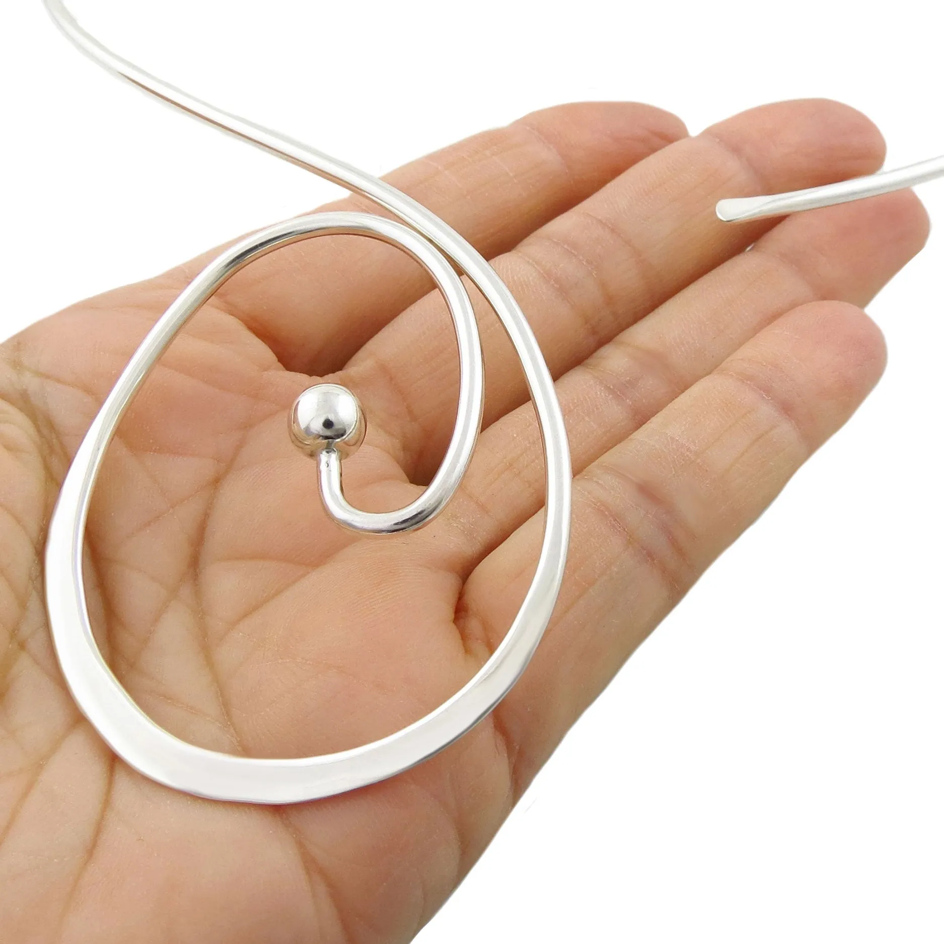 Spiral Sterling Silver Choker Necklace
