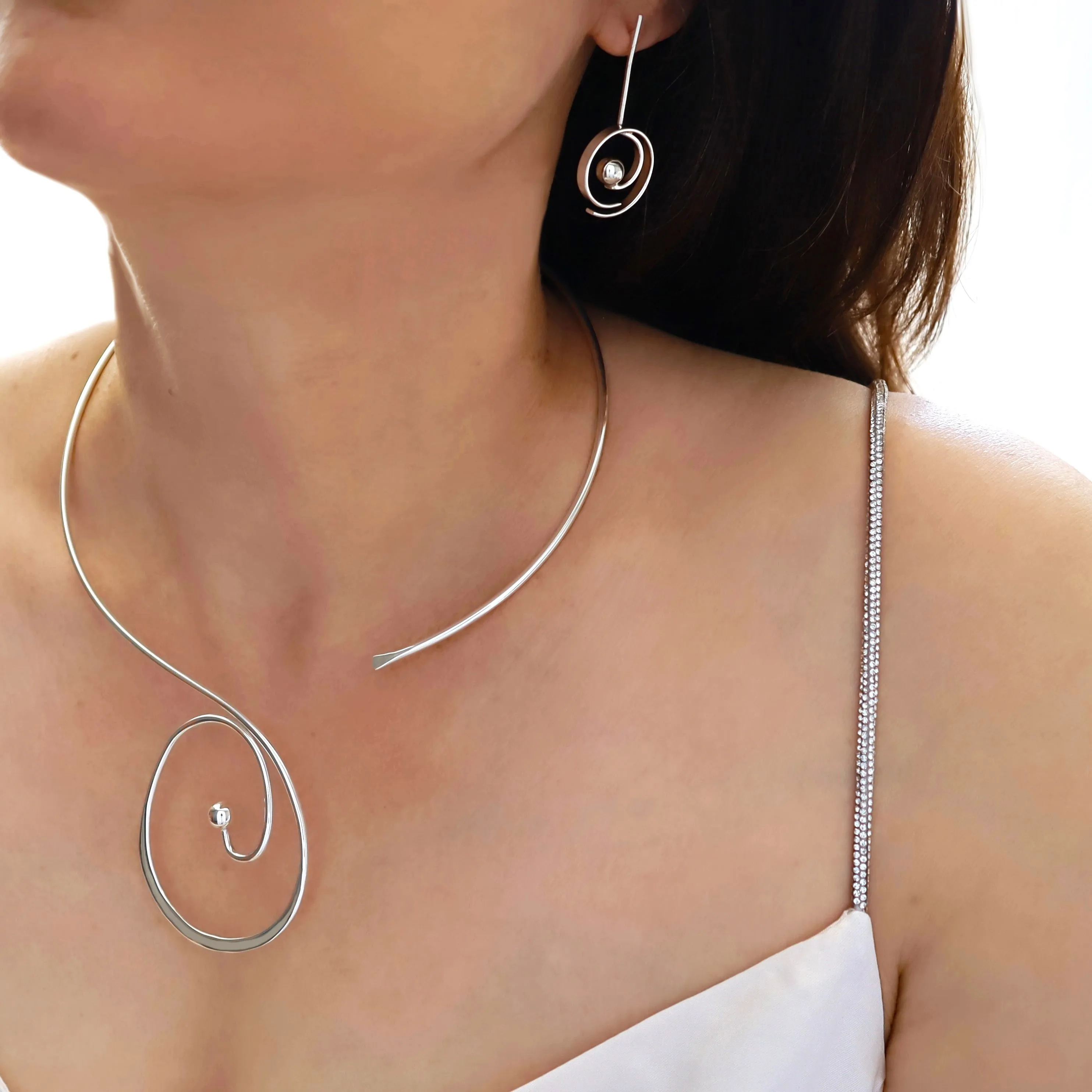 Spiral Sterling Silver Choker Necklace