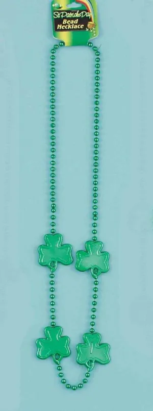 St. Patrick Day Shamrock 48" Beaded Costume Necklace