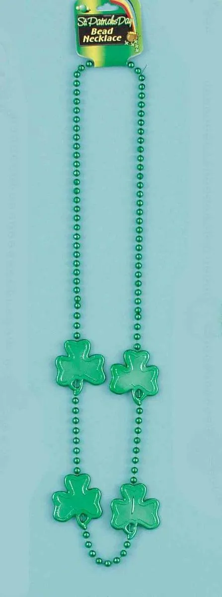 St. Patrick Day Shamrock 48" Beaded Costume Necklace