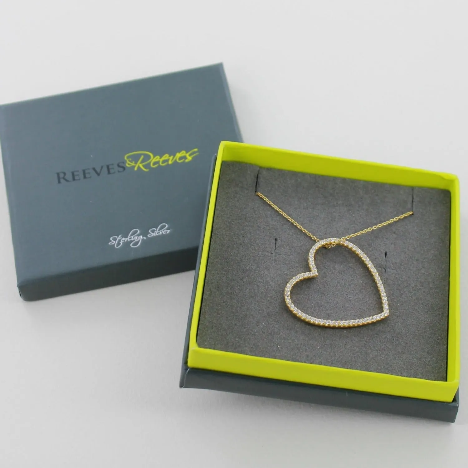 Sterling Silver Silhouette Heart Pave Necklace
