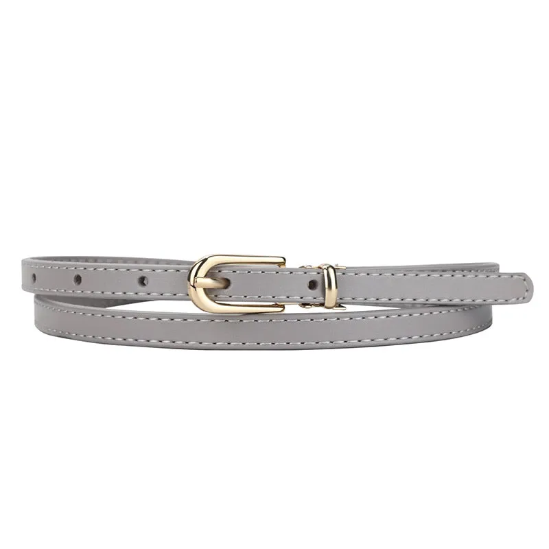 Thin and Slim Waist Belt for Women with Alloy Buckle
