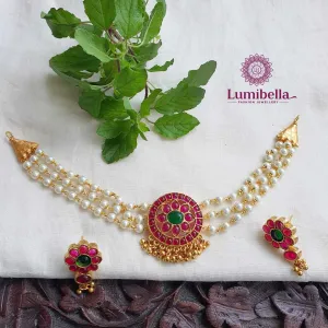 Three Line Pearl Chokers