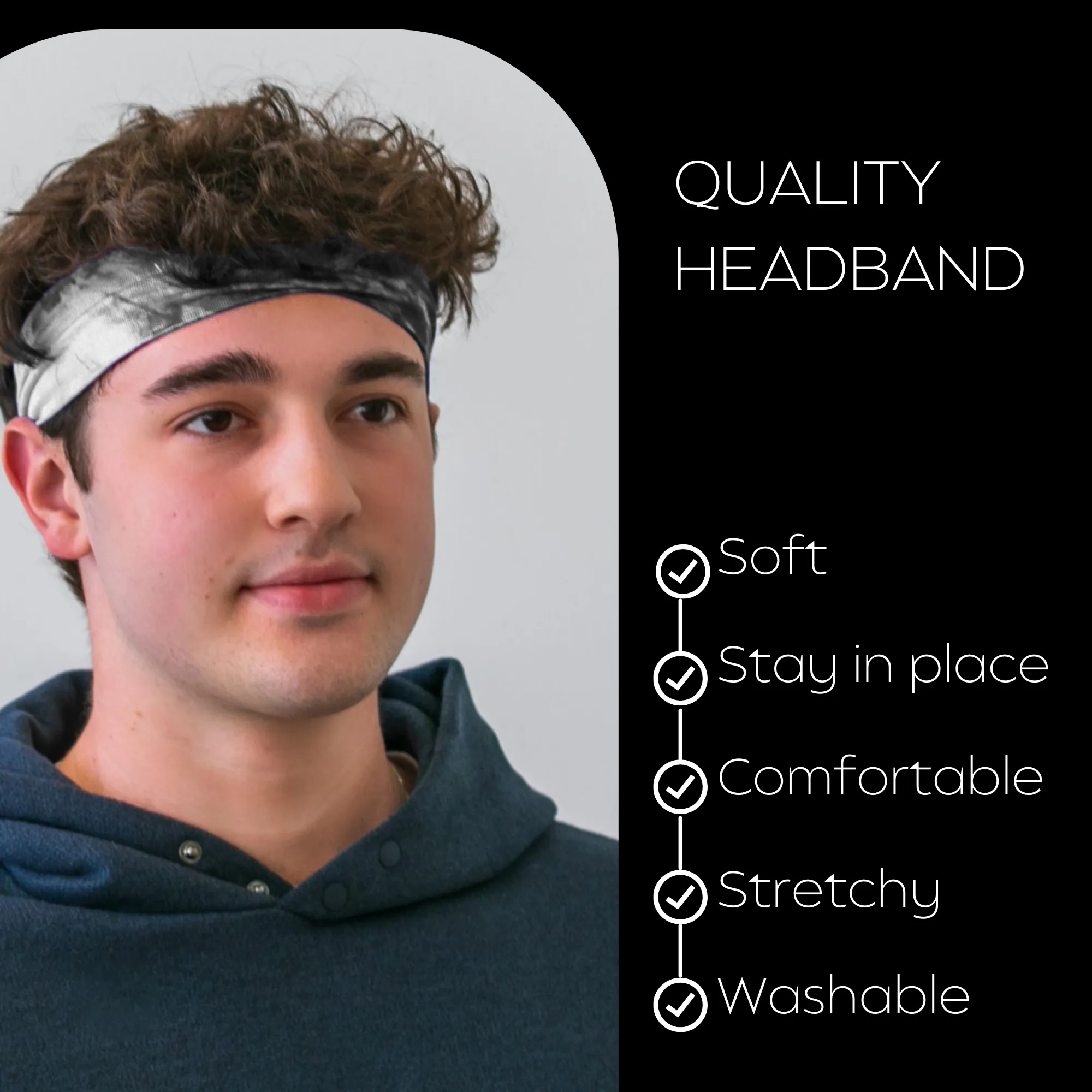 Tie-Dye Black Cotton Headband