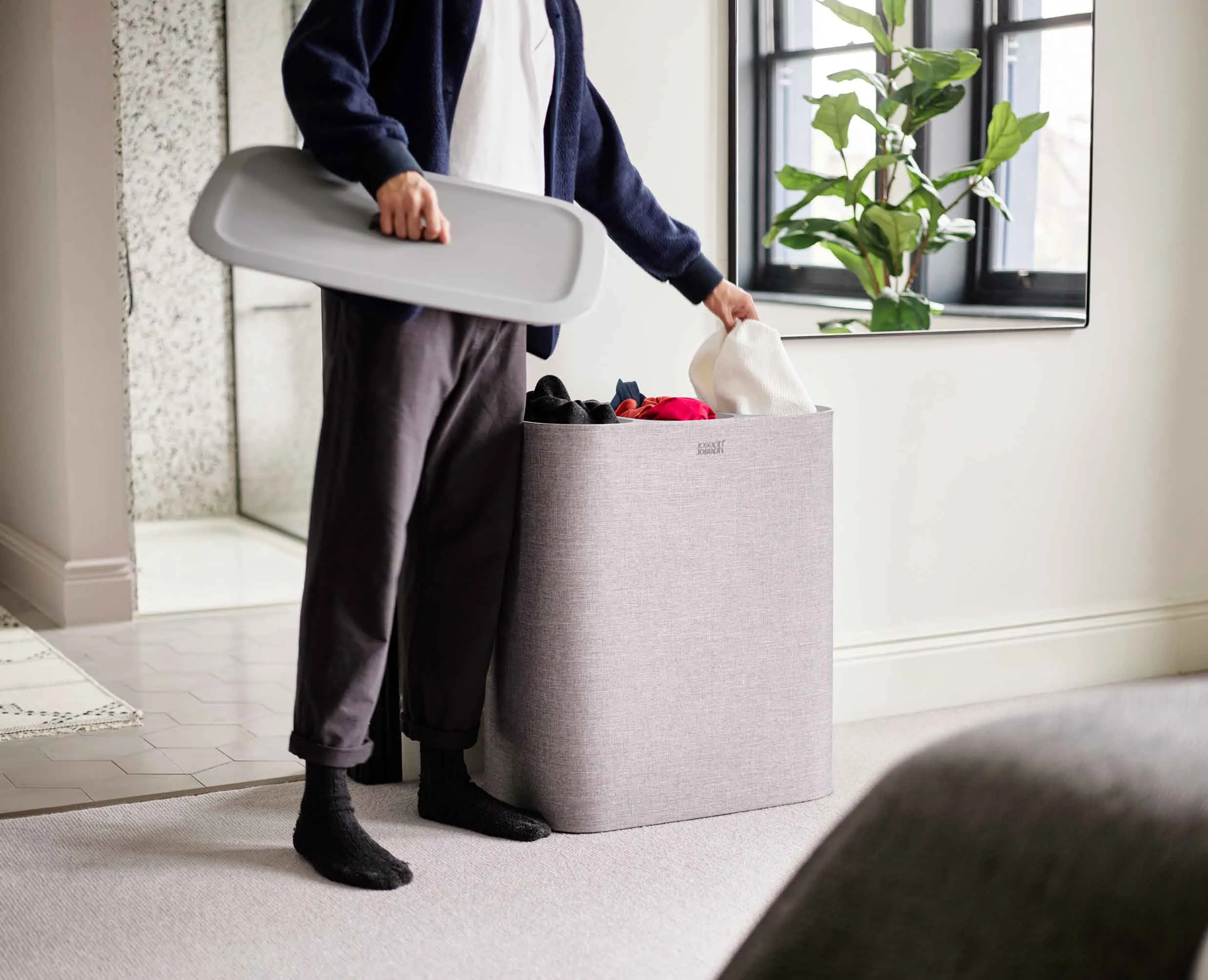 Tota Trio 90L Grey Laundry Separation Basket