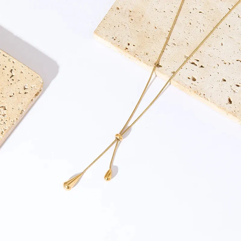 Trendy 18K Gold Plated Water Drop Pendant Necklace for Women