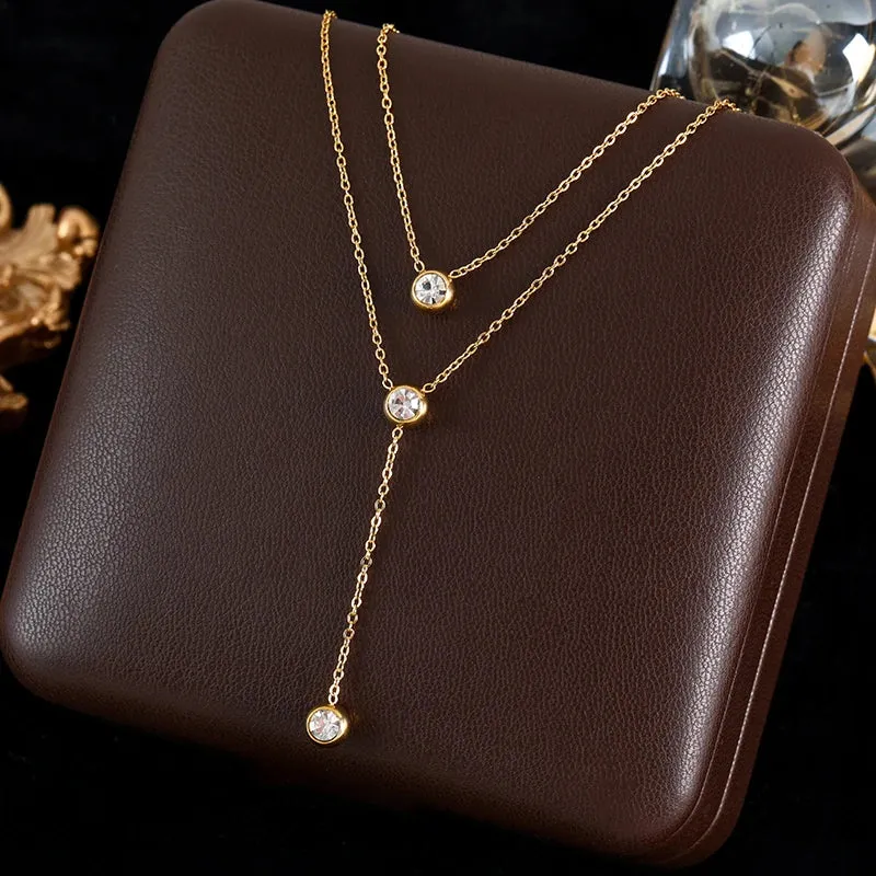 Trendy 18K Gold Plated Water Drop Pendant Necklace for Women