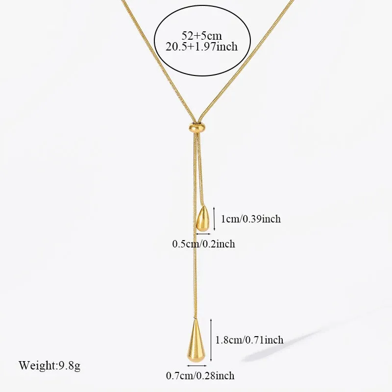 Trendy 18K Gold Plated Water Drop Pendant Necklace for Women