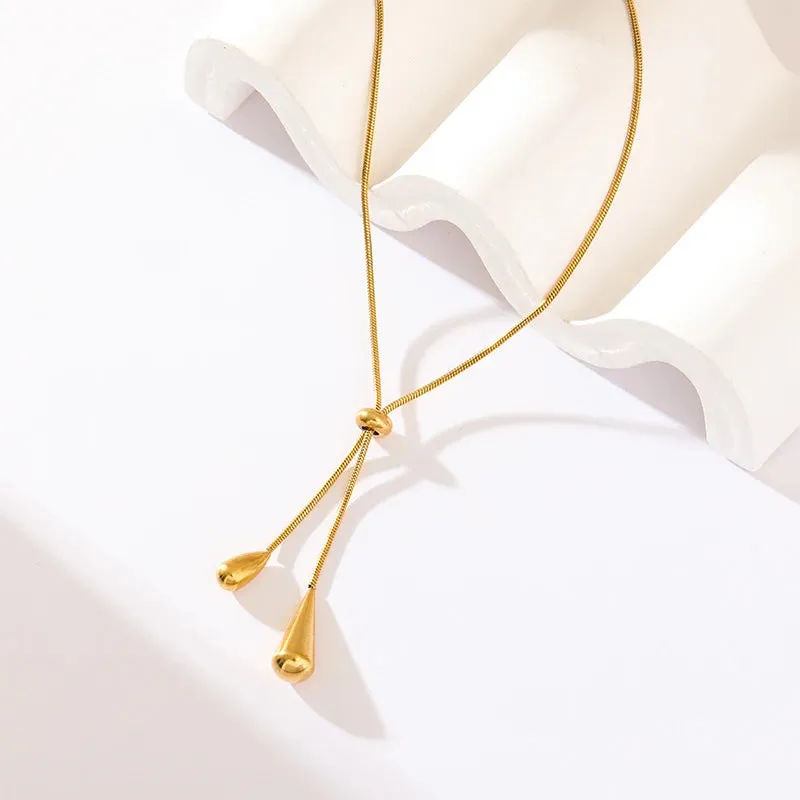 Trendy 18K Gold Plated Water Drop Pendant Necklace for Women