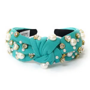 Turquoise Jeweled Knotted Headband
