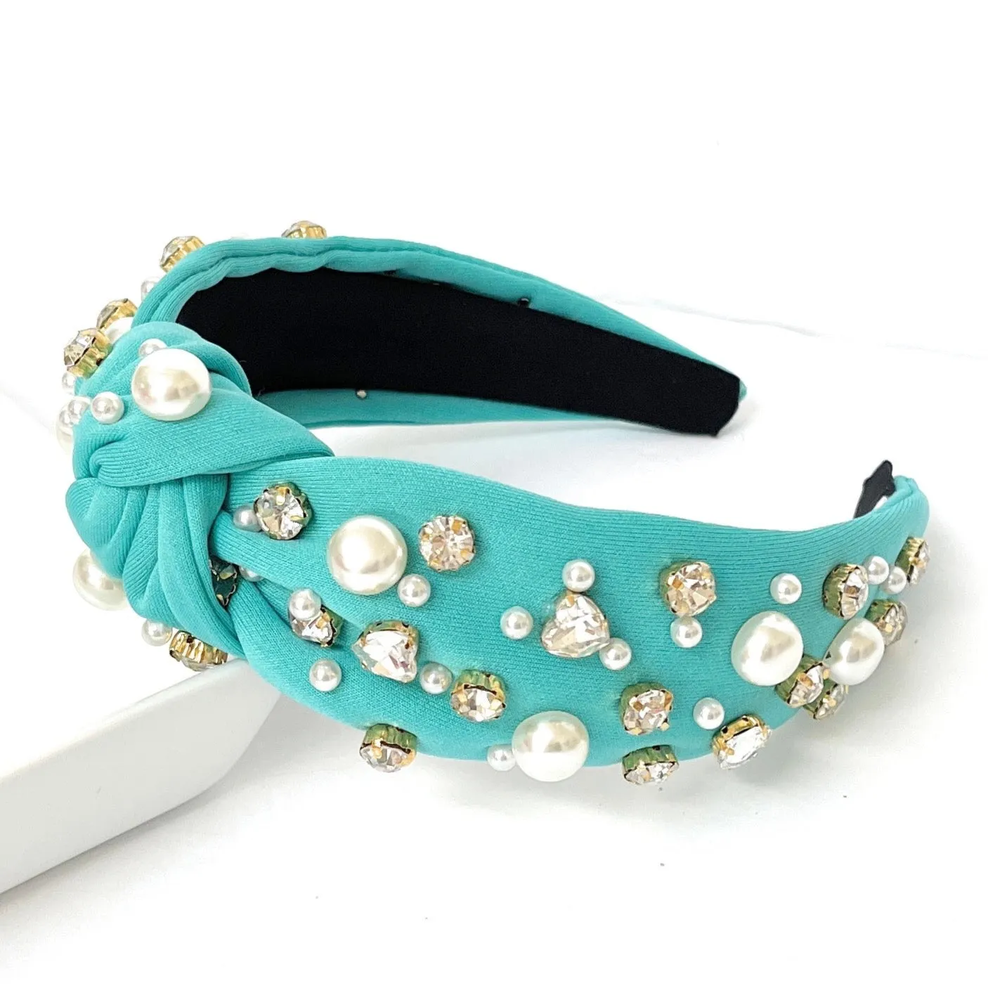 Turquoise Jeweled Knotted Headband