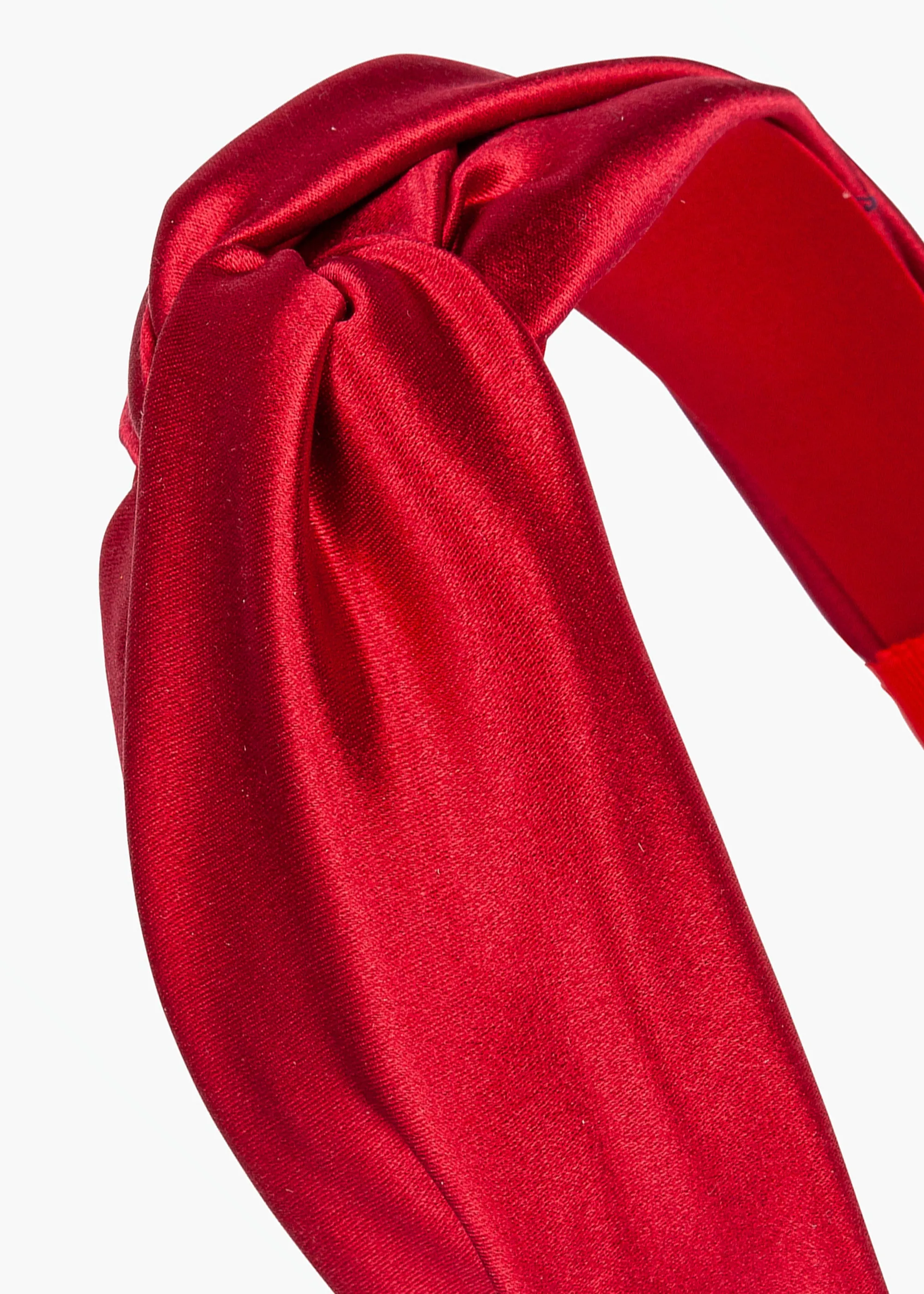 Twist Headband in Silk Satin -- Ruby