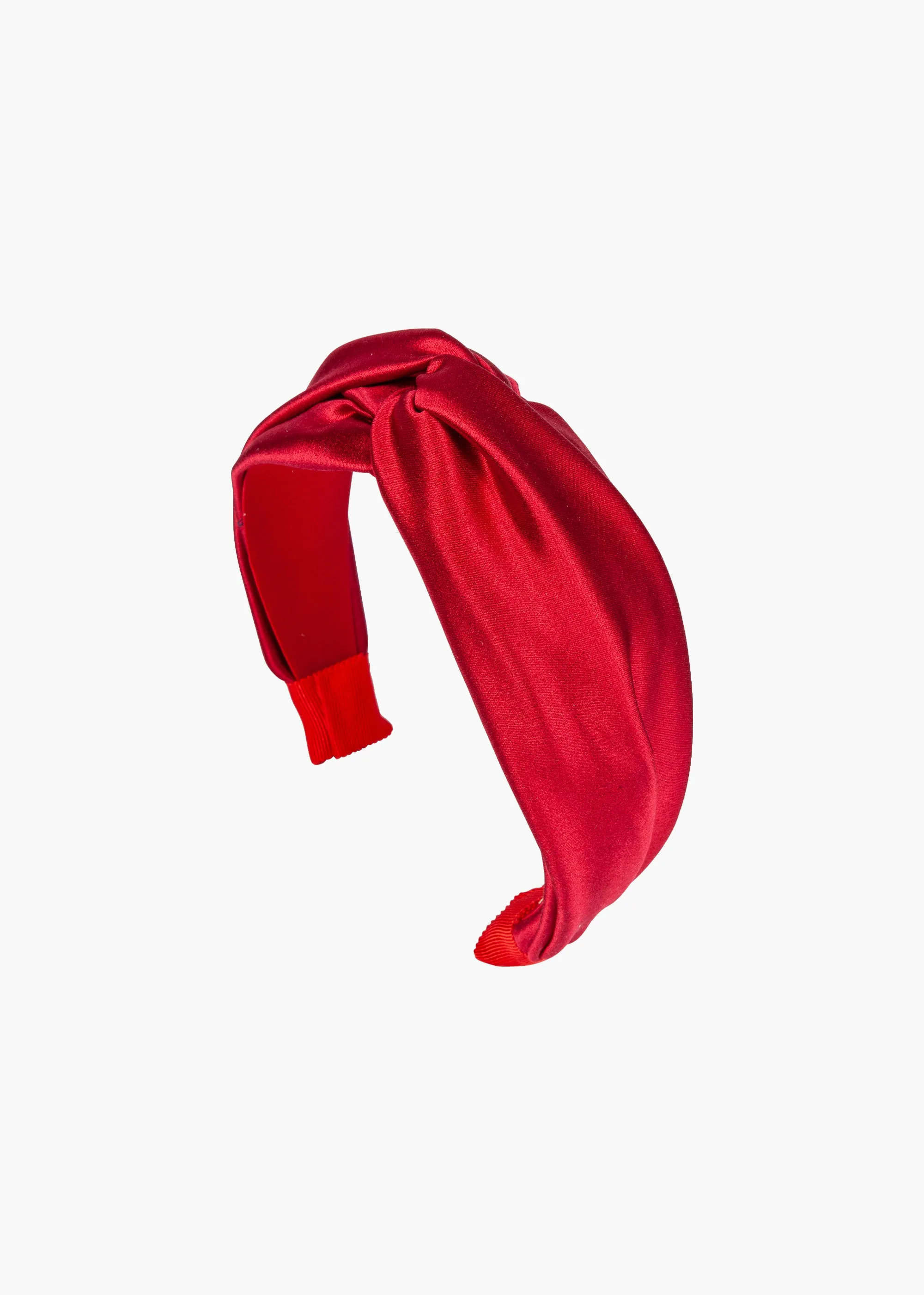 Twist Headband in Silk Satin -- Ruby