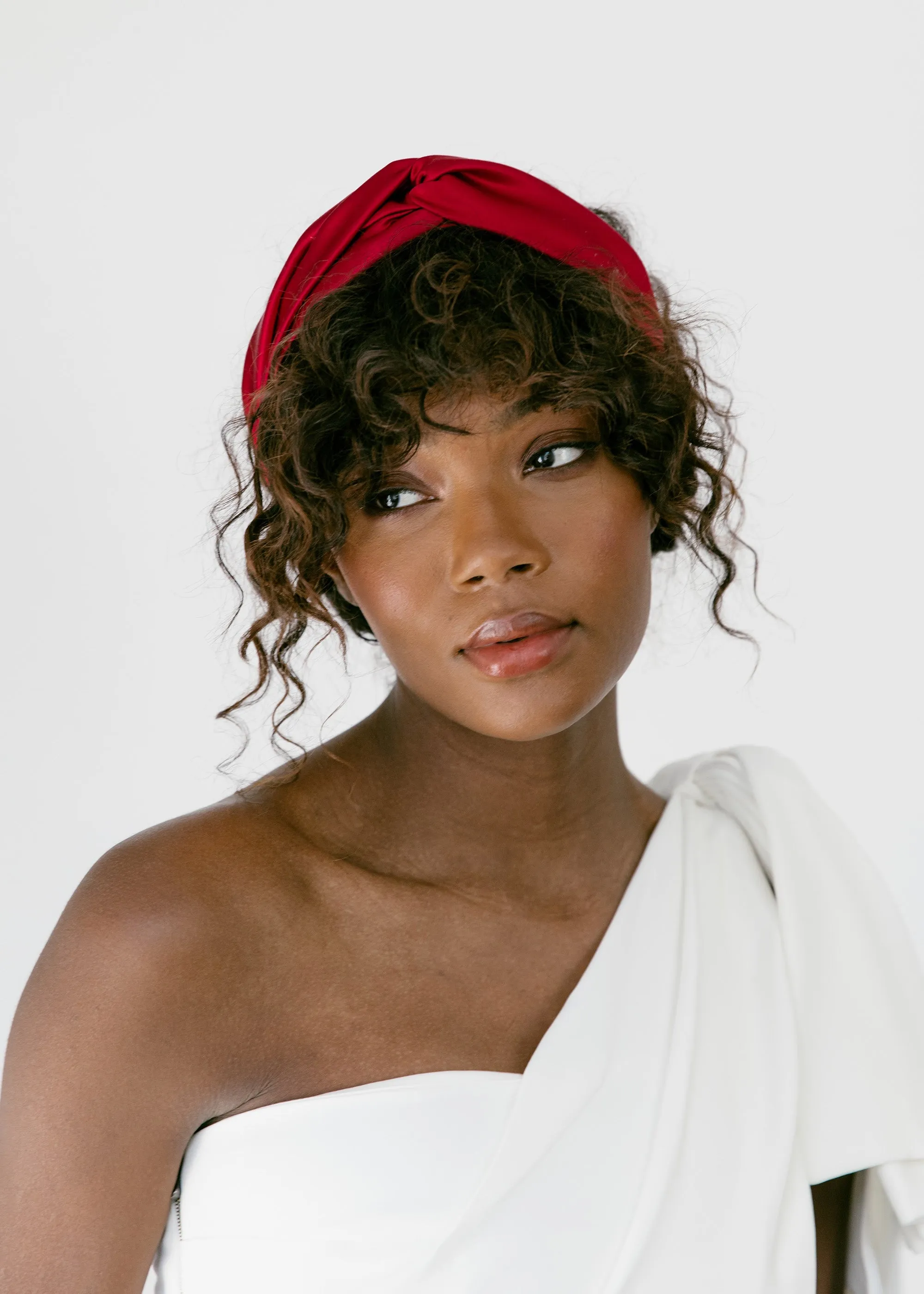 Twist Headband in Silk Satin -- Ruby