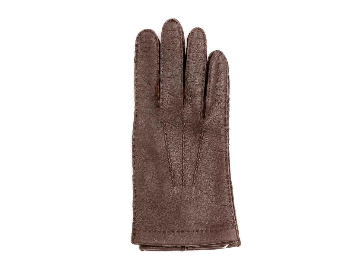 Unlined Pecary Gloves Dark Brown