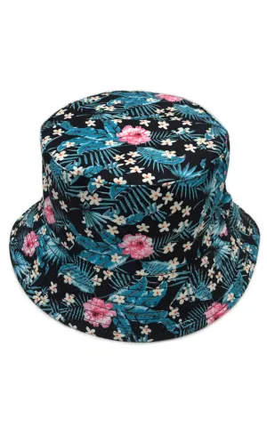WHU210112 Reversible Floral Print Cotton Bucket Hat