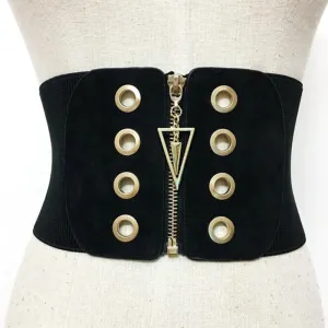 Women's Ultra-Wide Elastic Corset Belts with Zipper Closure