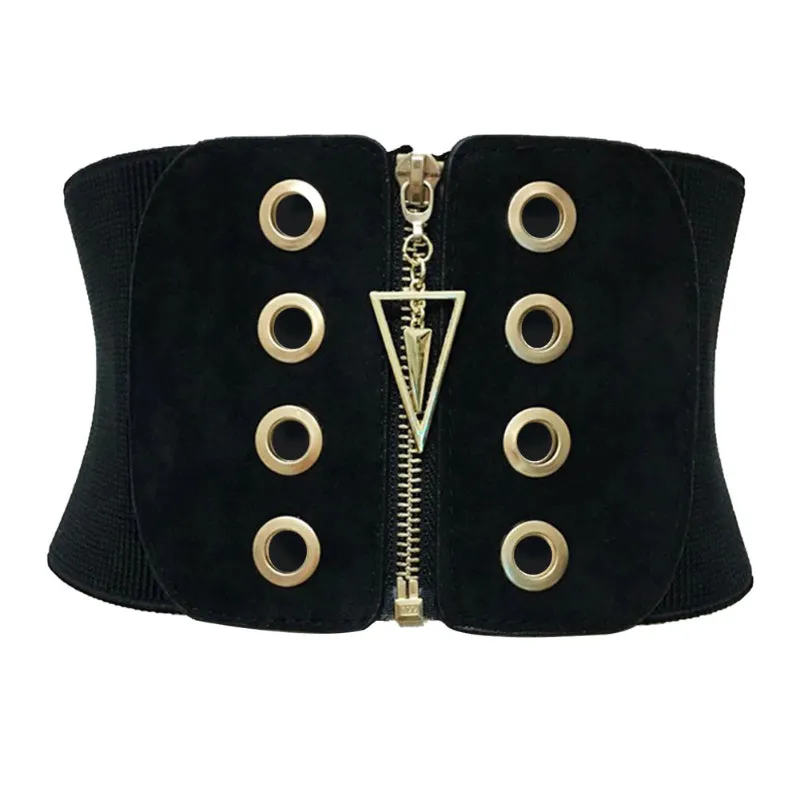 Women's Ultra-Wide Elastic Corset Belts with Zipper Closure