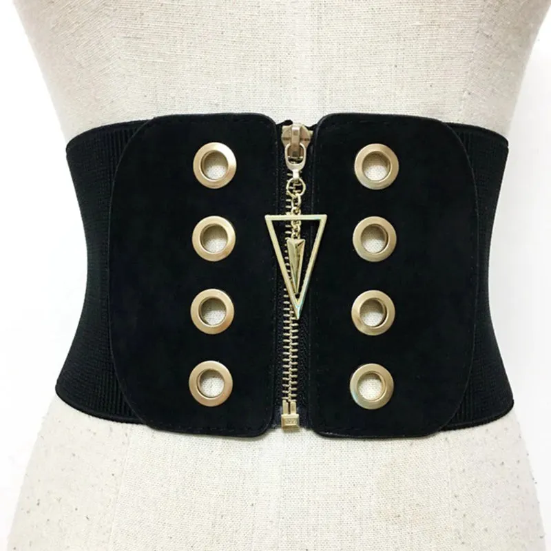 Women's Ultra-Wide Elastic Corset Belts with Zipper Closure