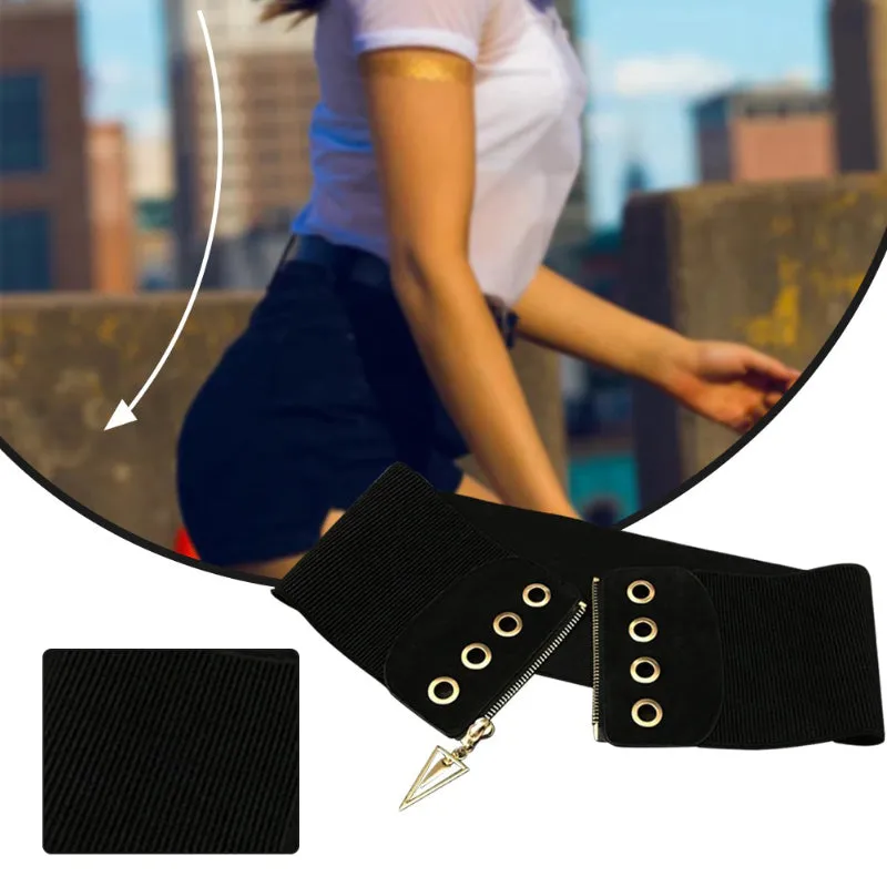 Women's Ultra-Wide Elastic Corset Belts with Zipper Closure